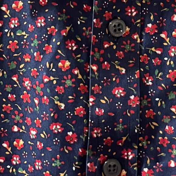 Simon Carter London Button Down Designer Dress Shirt Red Flower Christmas Medium - Picture 2 of 7